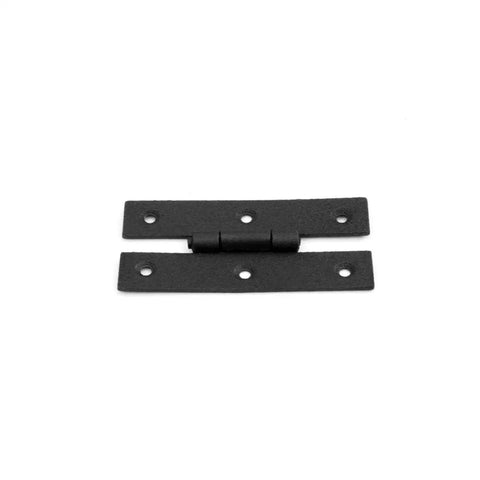 Heavy Duty Pack Of 2 Black Wrought Iron H Door Hinges 3 Inch Flush Mount Cabinet Hardware with 6 screw holes for cabinets and gates.