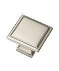 Square Satin Nickel Cabinet Knob Five Pack One And A Quarter Inch Center To Center Brass Hardware for Kitchen Drawers