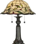 Two Light Tiffany Style Table Lamp With Mica Shade And Bronze Finish Dope Vintage Vibe For Living Room Classic Look Desk Lamp