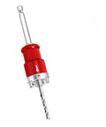 Heavy Duty Manganese Steel Hole Saw Arbor Adapter With 10mm Hex Shank Quick Swap Shaft, red with hex shank and twist drill.
