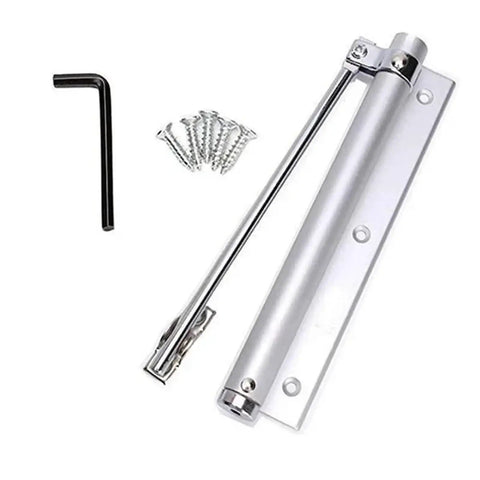 Soft Close Door Closer Beefy Heavy Duty Aluminum Alloy Adjustable For 0-180 Degree Closing Fits Up To 40Kg Doors Silver Finish
