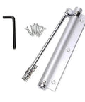 Heavy Duty Adjustable Aluminum Door Closer With Soft Close 0 To 180 Degree Swing 40 Kg Weight Capacity Silver Finish with mounting kit