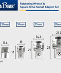 Ratchet Wrench Adapter Set Turns Your Ratchet Into Square Drive And Hex Bit Tools For Sockets Includes One Quarter Inch in sizes