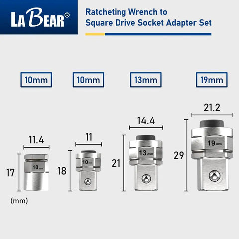 Ratchet Wrench Adapter Set Turns Your Ratchet Into Square Drive And Hex Bit Tools For Sockets Includes One Quarter Inch in sizes