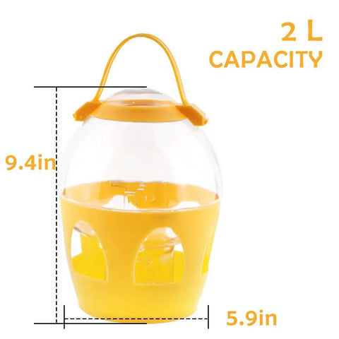 2L Water Dispenser Feeder With Handle For Pigeons, Poultry, Built Tough Orange Plastic Water Pot, 9.4in tall, 5.9in wide