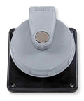 Heavy Duty Iec Pin And Sleeve Receptacle 3 Pole 4 Wire 100 Amp 600 Volt Rated Black Watertight Screw Mount Thermoplastic Shell installed on a black base.