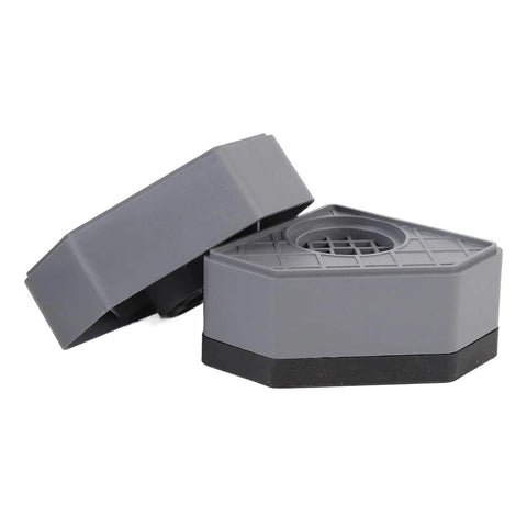 PP Rubber Anti Vibration Pads for Washing Machines and Dryers, set of two gray stabilizer feet, close-up view