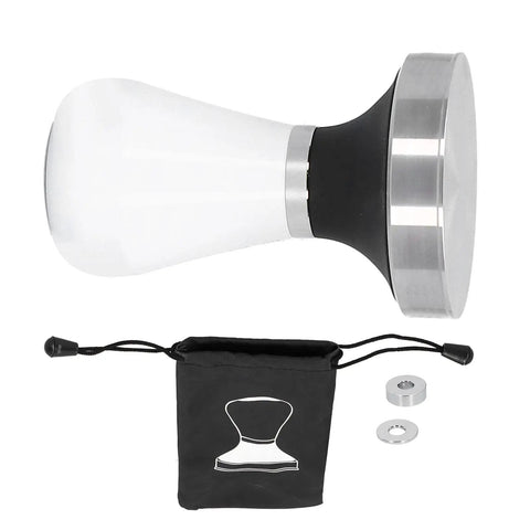 58 Millimeter Size Coffee Tamper Top Tier Stainless Espresso Press With Smooth Grip And Accurate Flat Pad, includes pouch.