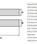 Technical diagram of Beefy Pro Grade Lathe Turning Tool Holder With One And A Quarter Inch Shank MSSNR 206, 6 Inch Overall Length.