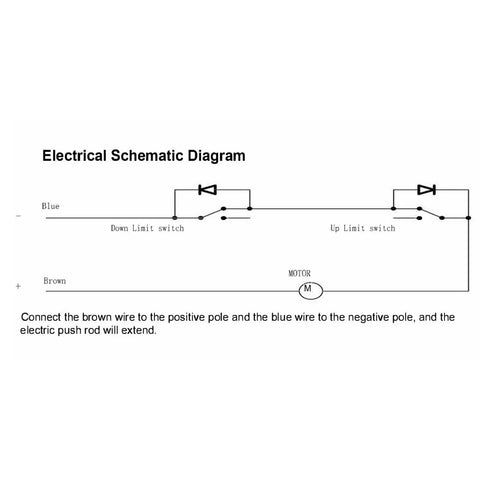 Electrical schematic diagram for Badass 6000N Linear Actuator Motor With 100mm Stroke showing wiring connections.