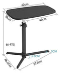 Hassle Free Stainless Steel Mobile Standing Desk With Multifunctional Computer Table Setup, dimensions 62x38cm, height adjustable 66-97.5cm.