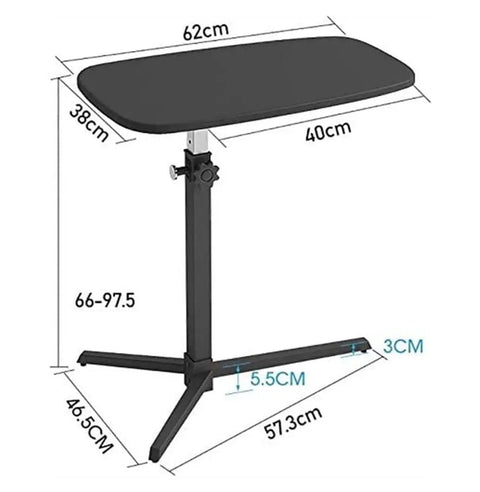Hassle Free Stainless Steel Mobile Standing Desk With Multifunctional Computer Table Setup, dimensions 62x38cm, height adjustable 66-97.5cm.