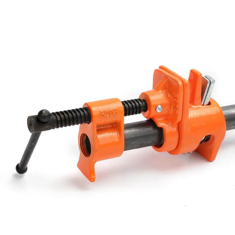 Heavy Duty 52 Pipe Clamp For One Half Inch Black Or Galvanized Pipe, Cast Iron Frame With Large One And A Half Inch Clamping Faces