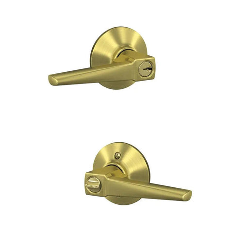Eller Lever With Plymouth Trim Keyed Entry Lock Satin Brass for Home Security and Style, exterior view