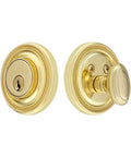 Single Cylinder Deadbolt With Soleil Plate In Lifetime Brass For Premium Home Security Built To Last With Solid Brass Construction And 2.375 Inches Backset Includes Exterior And Interior Trim And Two Keys.