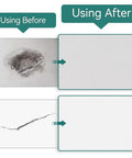 Before and after image of wall repair using Eight Piece Aluminum Fiber Mesh Spackle Patch Kit For Drywall Repair Quick And Easy Wall Hole Fix DIY Friendly Includes 2, 4, 6, And 8 Inch Patches Durable Home Improvement Repair Solution.