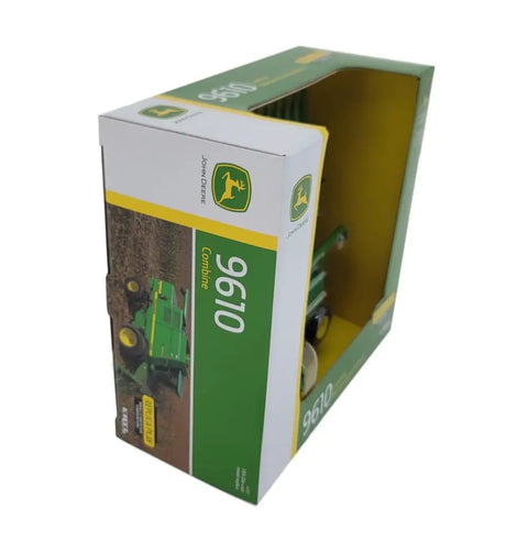 Box packaging of One Sixty Fourth Scale 9610 Combine Toy With Die Cast Body Clear Cab Window Detailed Interior Grain And Corn Heads