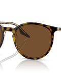 Low Bridge Fit Round Sunglasses In Havana On Transparent Frame With Brown Polarized Lenses 54 mm For High Cheekbones And UV Protection
