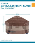 Ultimate Waterproof 34 Inch Round Fire Pit Cover For Outdoor Patios, Fits Pits Up To 34 Inch Diameter And 24 Inch High