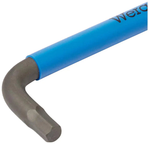 Close-up of blue color-coded hex key from Pro Grade Nine Piece Imperial L Key Set With Color Coded Hex Keys And Ballpoint Long Arm.