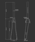 Technical drawing of Carbon Fiber Fixed Gear Front Fork For 700C Road Bikes, showing dimensions and T800 carbon material