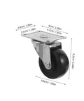 Four Pack Two Inch Rubber Swivel Caster Wheels Dead Silent Low Profile Design With Top Notch Nonslip Traction That Rolls Like A Dream For Office Carts And Workbenches Heavy Duty Replacement Rollers, showing 2-inch rubber wheel with metal top plate.