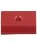 Premium Aluminum Alloy T Slot Nut For Woodworking Holds Tight On Table Saws Miter Saws Drill Press Tables Milling Machines With Secure Fit, red finish, top view showing threaded hole.