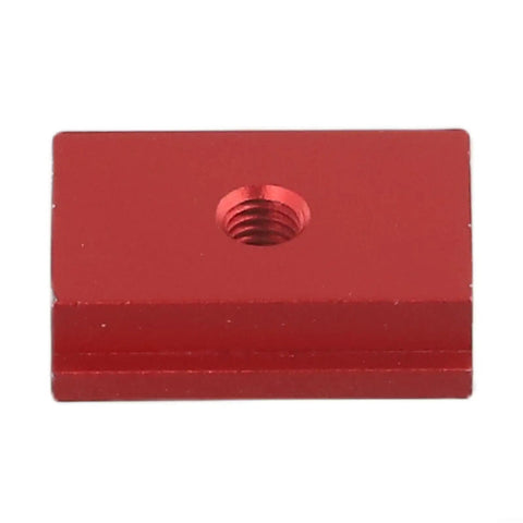 Premium Aluminum Alloy T Slot Nut For Woodworking Holds Tight On Table Saws Miter Saws Drill Press Tables Milling Machines With Secure Fit, red finish, top view showing threaded hole.