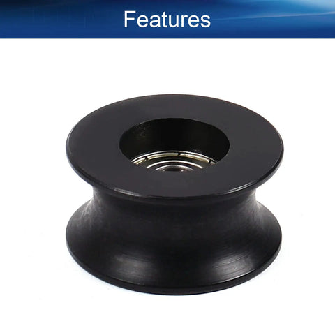 Heavy Duty Nylon Pulley Roller With U-Shape Groove And Flat Wheel, 8x40x20mm Guide Bearing Rail Ball Wheel, Black Plastic Pulley For Smooth Quiet Motion In 3D Printers And Machinery, black nylon U-groove pulley