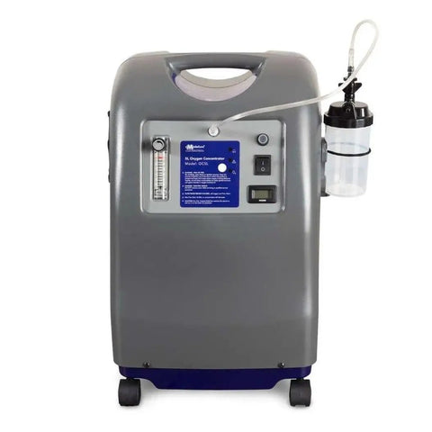 Oxygen Humidifier Bubbler Bottle 350ml With Built In Pressure Relief Valve attached to oxygen concentrator