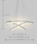 Lit Three Ring Modern LED Chandelier Pendant Light For Dining And Living Rooms Dimmable Circular Ceiling Fixture with dimensions