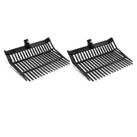 Beefy Pair Heavy Duty Horse Manure Fork Heads For 1 Inch Handles shown on white background, durable metal design for fast stable cleanup.