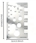 Durable Stainless Steel Screw Size Chart Caliper Thread Gauge Ruler For Threads And Distance Measurement Bolt And Nut Gauge M12