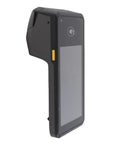 Side view of NFC Barcode Scanner with 5.0 inch touchscreen, 5G WiFi, and 4G LTE, handheld POS for cafes and food trucks.