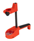 Heavy Duty Drill Press Stand With Fixed Handle And Telescopic Spring For Benchtop Workstation, red plastic base and adjustable spring.
