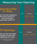 Diagram showing installation method for Extra Wide Windsor Arch Walk-Through Pet Gate 38.3 To 72 Inches Wide, 30 Inches Tall.