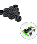Plastic Toy Car Wheel Set With 2mm Round Shaft Axles For RC Cars Trucks And DIY Robots 30mm Black Wheels arrangement and RC model