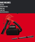 3-In-1 Leaf Blower Vacuum Mulcher With Backpack Design showing tool, blower tube, vacuum tube, and accessories