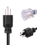 Short Power Extension Cord Outlet Saver With Lighted End 16AWG 13A 3 Prong Female Plug 8 Inch Black 4 Pack Maximize Outlet Space