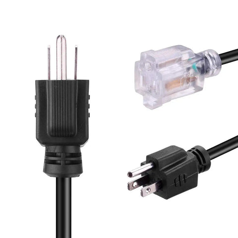 Short Power Extension Cord Outlet Saver With Lighted End 16AWG 13A 3 Prong Female Plug 8 Inch Black 4 Pack Maximize Outlet Space