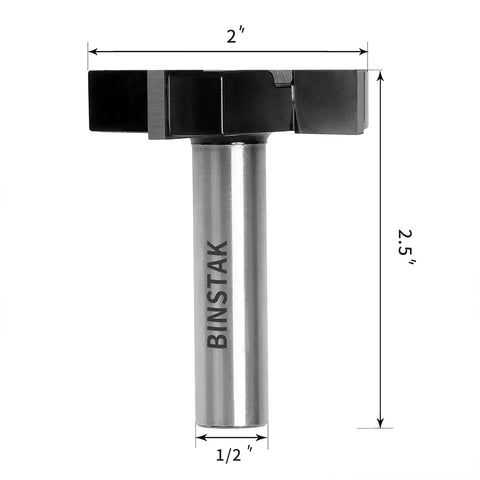 Four Flute CNC Spoilboard Surfacing Router Bit With Half Inch Shank And Two Inch Cutter Diameter For Slab Flattening And Wood Milling Carbide Planer Router Bit With Anti Kickback Design And Heat Resistant Coating