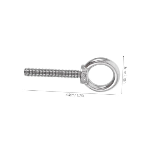 Beefy Heavy Duty Stainless Steel Threaded Eyebolts M10x60 With Nuts And Washers For Industrial And Outdoor Anchoring Weather Resistant Eye Bolts For Construction And Machinery, side view with 3cm dimensions