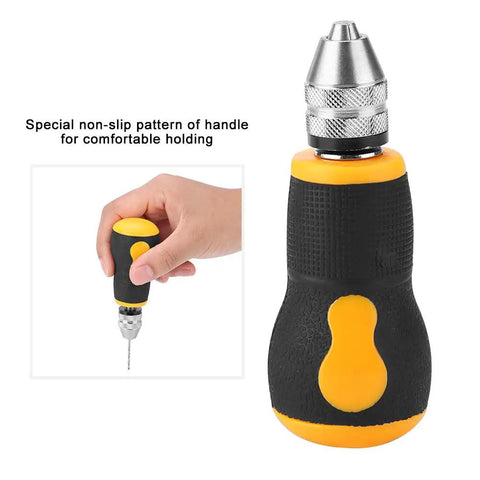 Tiny But Mighty 10 Pc Micro Mini Hand Drill Bits Set Portable Precision Bits For Wood Plastic Jewelry DIY Projects Model Making And Manual Crafting With Short Non Slip Handle For Easy One Hand Use, non-slip handle grip