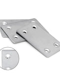 48 Piece Heavy Duty Mending Plates For Quick Furniture Fix Rock Solid Corner Brackets With Pre Drilled Holes showcasing three stainless steel plates with holes.