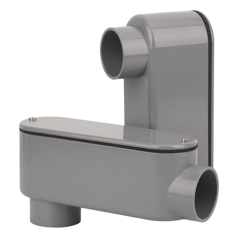 2 Pack 1-1/2 Inch Rigid PVC Conduit Body Type LB Slip X Slip With Cover And Gasket Gray Built Tough For 90 Degree Turns Durable PVC Electrical Conduit Fittings For Indoor Outdoor Use
