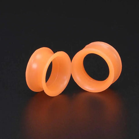 9 Pair Silicone Ear Plugs Flexible Thin Tunnels Double Flared Expander Ear Gauges Piercing Set For Stretched Lobes, orange color