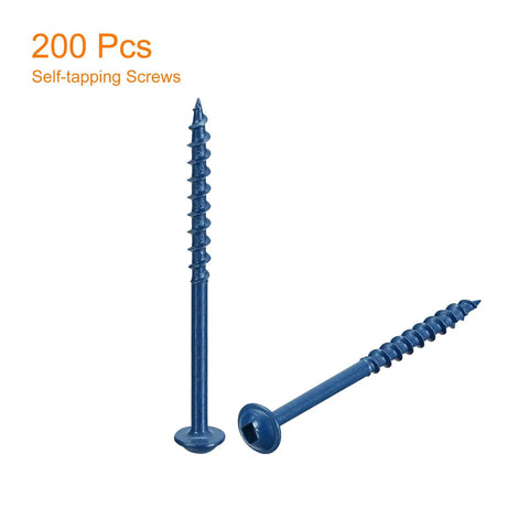 Pocket Hole Screws #8x2-1/2 Inch Square Drive Self-Tapping Wood Screws, 200-Piece Blue Coated Set, carbon steel screws