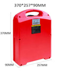 Heavy Duty 24V And 48V LiFePO4 Lithium Battery For Electric Pallet Jacks And Forklifts 15Ah To 40Ah in red, showing dimensions 370x257x90mm.