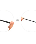 Person stretching colorful silicone eyeglass end tips set with anti slip ear hooks and sport strap holder for glasses temple tips