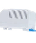 Adjustable 0-60 C Mechanical Thermostat With Normally Closed Switch For Heaters Fans And Control Circuits Rotary Dial Temperature Control For Precise Activation Trigger Easy Dial Setup Auto Shutoff And Safe Startup white DIN rail module with blue tab
